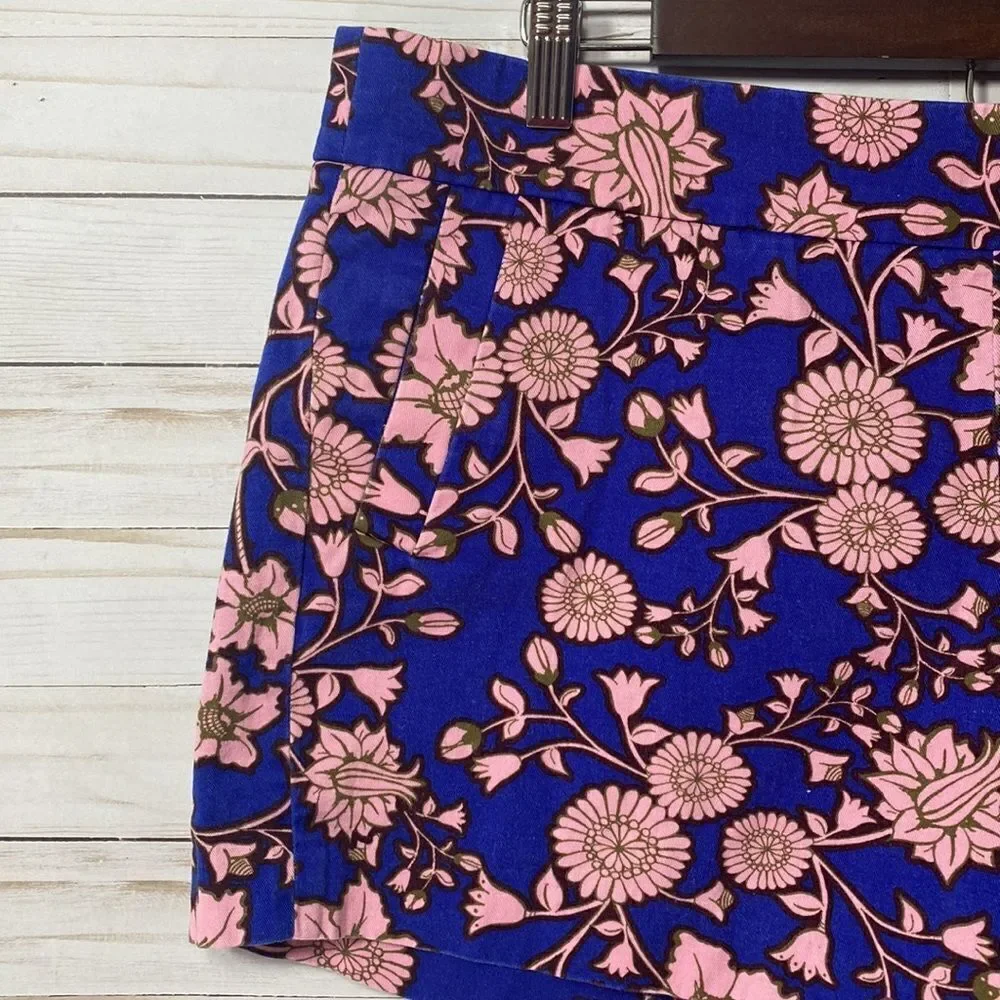 J Crew City Fit Floral Print Blue Pink Chino Shorts